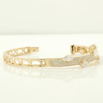 Load image into Gallery viewer, Marquise Natural Diamond Bangle Bracelet, 14k Solid Gold Pave Cuff Bracelet, Certified Jewelry