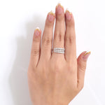 Load image into Gallery viewer, Triple Row Natural Diamond Band Ring: 14k Solid Gold Multi Row Wedding Jewellery, Certified Jewelry