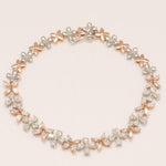 Load image into Gallery viewer, Floral Link Natural Diamond Tennis Bracelet; 14k Solid Gold Two-Toned Flower Jewellery, Certified Jewelry