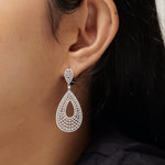 Load image into Gallery viewer, Teardrop Natural Diamond Dangle Earrings: 14k Solid Gold Drop Bridal Jewellery, Certified Jewelry