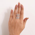 Load image into Gallery viewer, Leaf Cluster Baguette Natural Diamond Ring: 14k Solid Gold Open Bypass Ring, Certified Jewelry