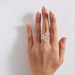 Load image into Gallery viewer, Floral Natural Diamond Cluster Ring: 14k Solid Gold Cocktail Statement Jewellery, Certified Jewelry