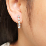 Load image into Gallery viewer, Linear Natural Diamond Drop Earrings: 14k Solid Gold Minimal Dangle Earrings, Certified Jewelry