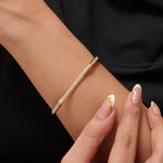 Load image into Gallery viewer, Hexagon Natural Diamond Bangle: 14k Solid Gold Geometric Stacking Bracelet, Certified Jewelry