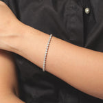 Load image into Gallery viewer, Linear Natural Diamond Tennis Bracelet: 14k Solid Gold Prong Stacking Wedding Jewellery, Certified Jewelry