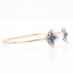 Load image into Gallery viewer, Floral Natural Sapphire &Diamond Bracelet, 14k Solid Gold Open Cuff Stackable Jewellery, Certified Jewelry