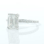 Load image into Gallery viewer, IGI Certified Emerald Cut Lab Grown Diamond Ring: 14k Solid Gold Solitaire Pavé Band Wedding Jewelry