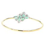 Load image into Gallery viewer, Pear Shape Natural Emerald & Diamond Bracelet: 14k Solid Gold Gemstone Halo Cuff Jewellery, Certified Jewelry