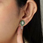 Load image into Gallery viewer, Marquise Natural Emerald & Diamond Stud Earrings: 14k Solid Gold Gemstone Halo Studs Jewellery, Certified Jewelry