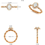 Load image into Gallery viewer, Oval Halo Natural Diamond Ring: 14k Solid Gold Twisted Band Wedding Ring, Certified Jewelry