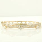 Load image into Gallery viewer, Marquise Natural Diamond Bangle Bracelet, 14k Solid Gold Pave Cuff Bracelet, Certified Jewelry