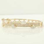 Load image into Gallery viewer, Marquise Natural Diamond Bangle Bracelet, 14k Solid Gold Pave Cuff Bracelet, Certified Jewelry