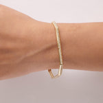 Load image into Gallery viewer, Hexagon Natural Diamond Bangle: 14k Solid Gold Geometric Stacking Bracelet, Certified Jewelry