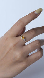 Load and play video in Gallery viewer, Pear Yellow Sapphire Diamond Ring