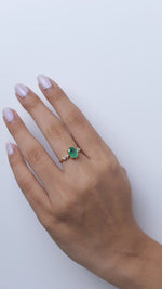 Load and play video in Gallery viewer, Natural Oval Emerald Diamond Ring