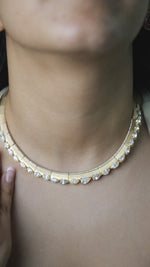 Load and play video in Gallery viewer, Pear & Marquise Diamond Choker: 14k Gold Bridal Necklace, HRD Certified