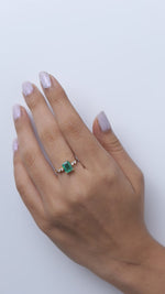 Load and play video in Gallery viewer, Natural Emerald Cut Emerald Diamond Ring, 14k Solid Gold, Natural Diamonds, Rectangular Gemstone Jewellery, Promise Ring, Certified Jewelry