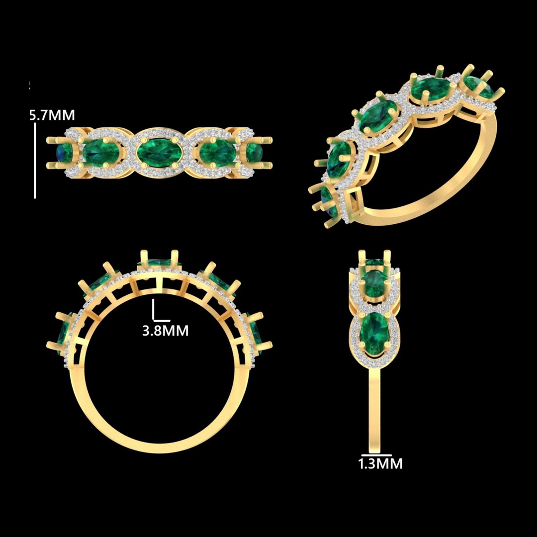 Oval Emerald Diamond Ring