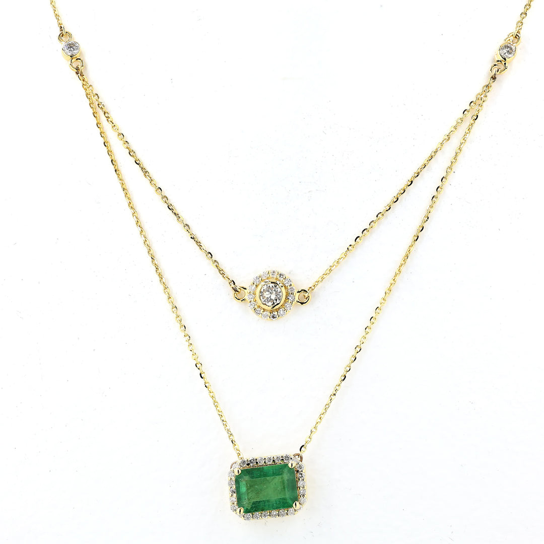 Layered Emerald Diamond Necklace