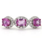Load image into Gallery viewer, Three Stone Pink Sapphire Diamond Ring
