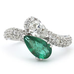 Load image into Gallery viewer, Emerald Natural Diamond Bypass Ring
