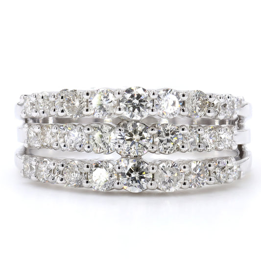 Triple Row Diamond Band Ring