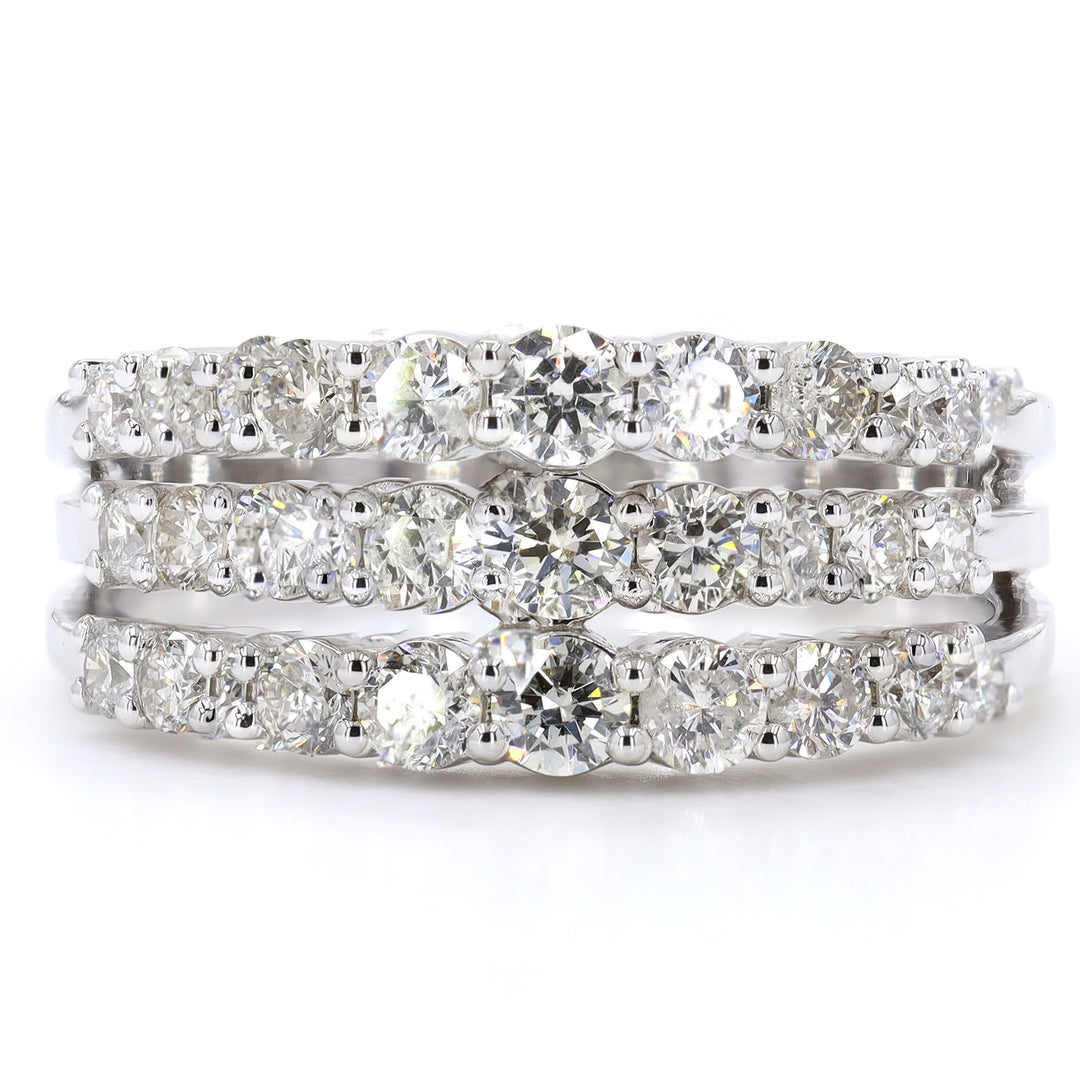 Triple Row Diamond Band Ring