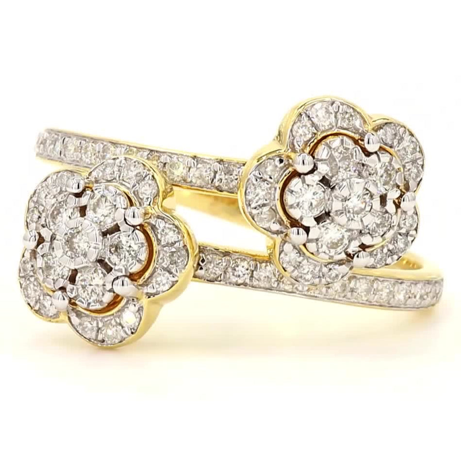 Double Floral Bypass Diamond Ring