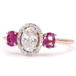 Load image into Gallery viewer, Oval Diamond &amp; Ruby Halo Ring
