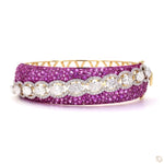 Load image into Gallery viewer, Pink Sapphire Oval Diamond Bangle
