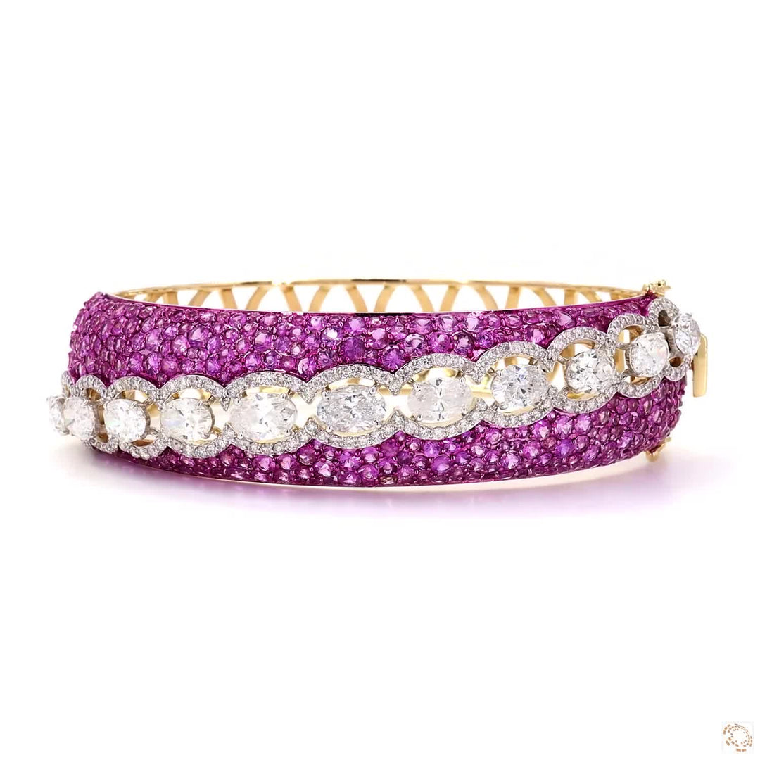 Pink Sapphire Oval Diamond Bangle