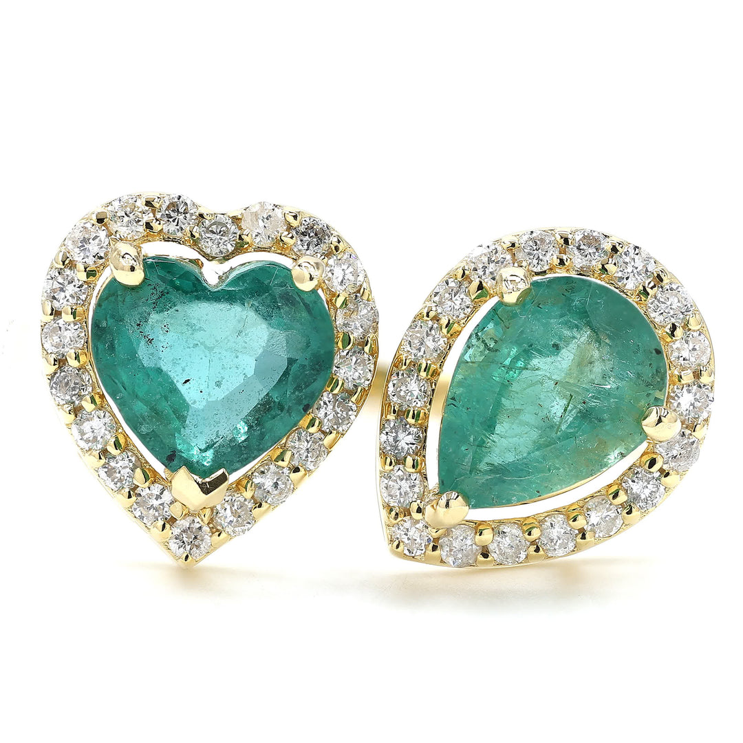 Heart and Pear Emerald Diamond Ring
