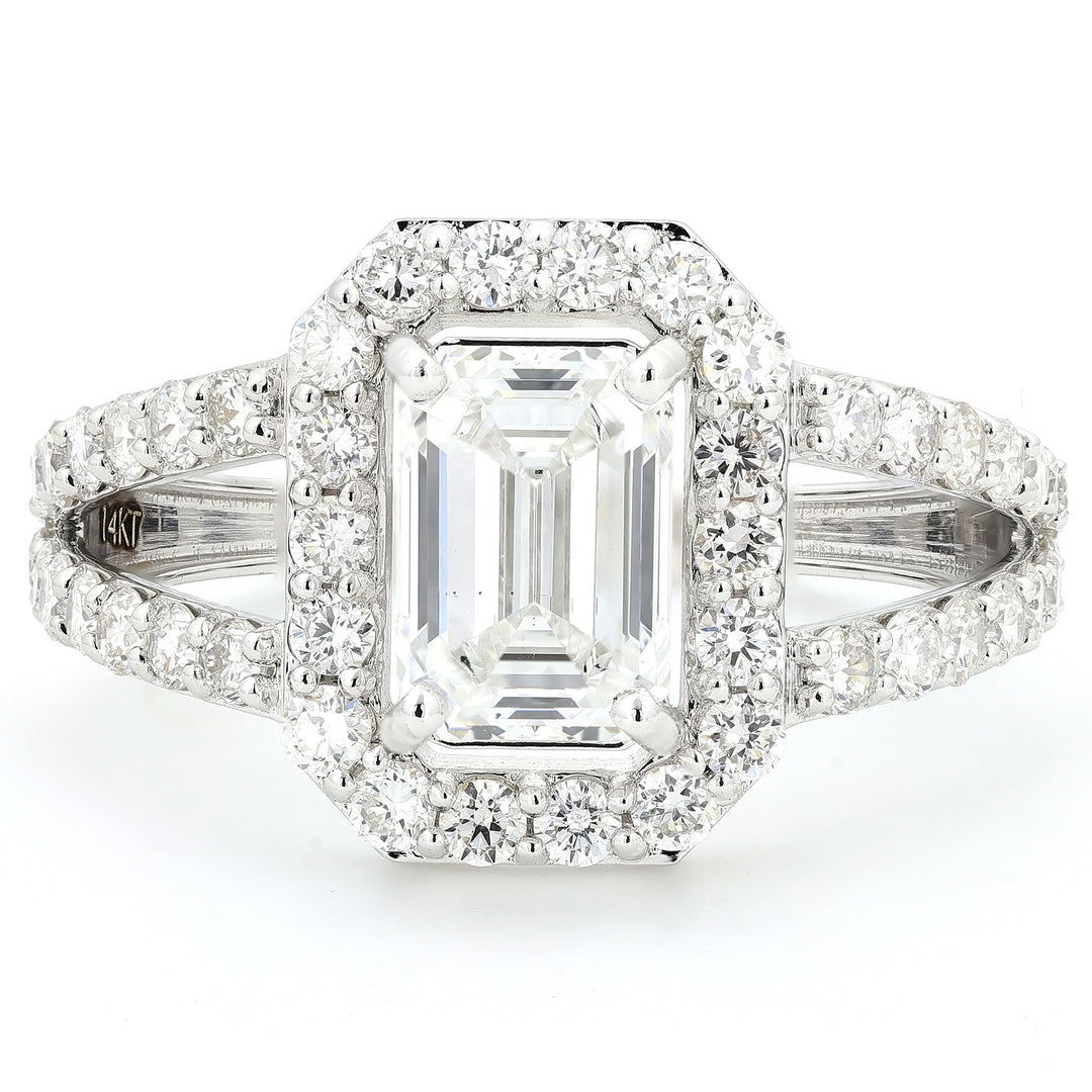 Emerald Cut Halo Diamond Ring