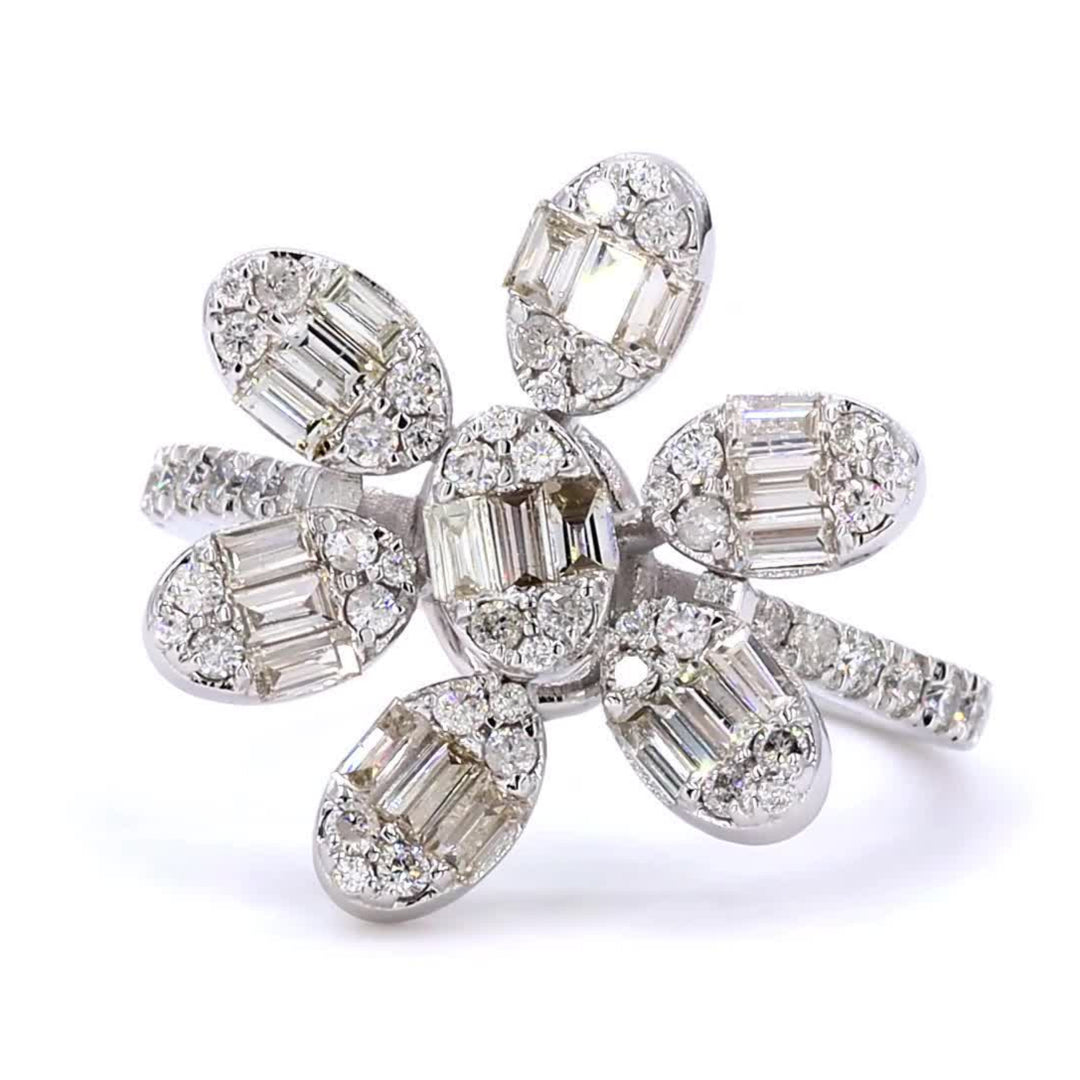 Floral Diamond Cluster Ring