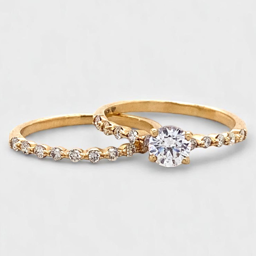 Natural Solitaire Ring With Supporting Band