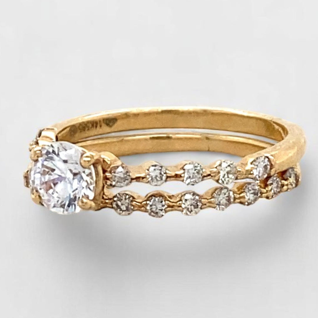 Natural Solitaire Ring With Supporting Band