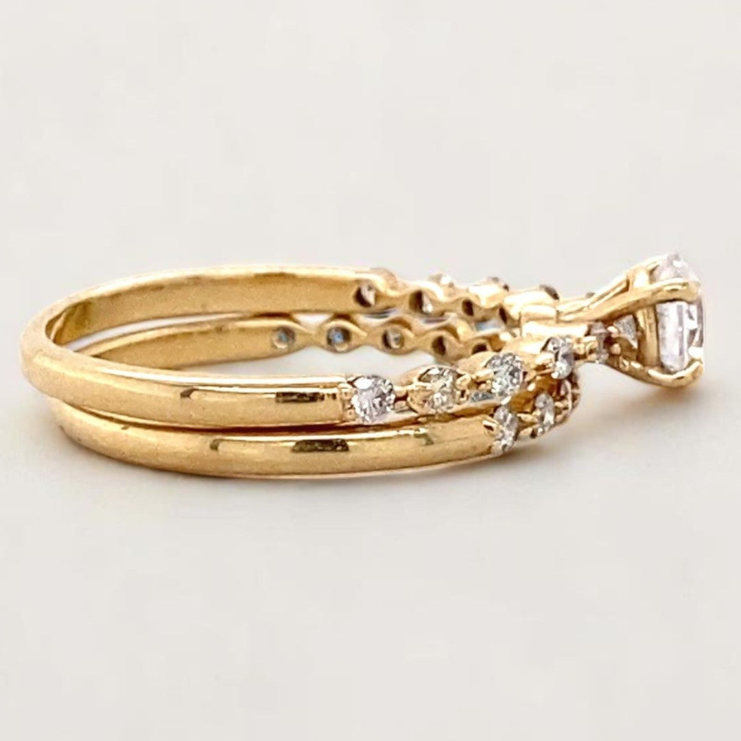 Natural Solitaire Ring With Supporting Band