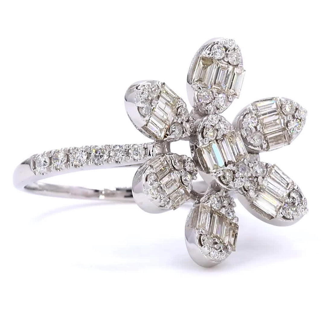 Floral Diamond Cluster Ring