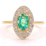 Load image into Gallery viewer, Natural Oval Emerald Halo Diamond Ring
