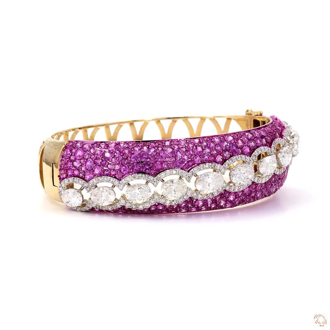 Pink Sapphire Oval Diamond Bangle