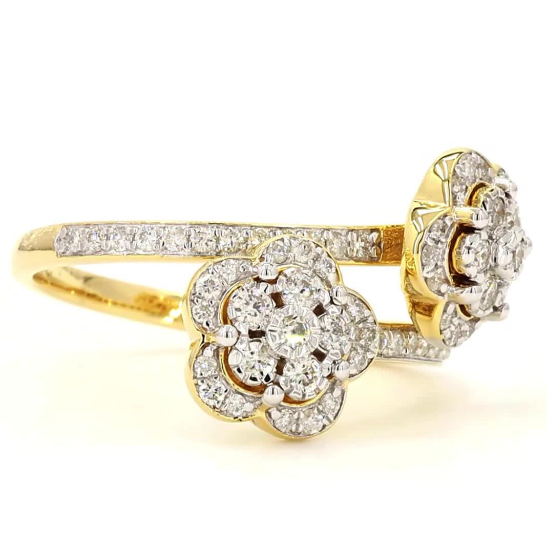 Double Floral Bypass Diamond Ring