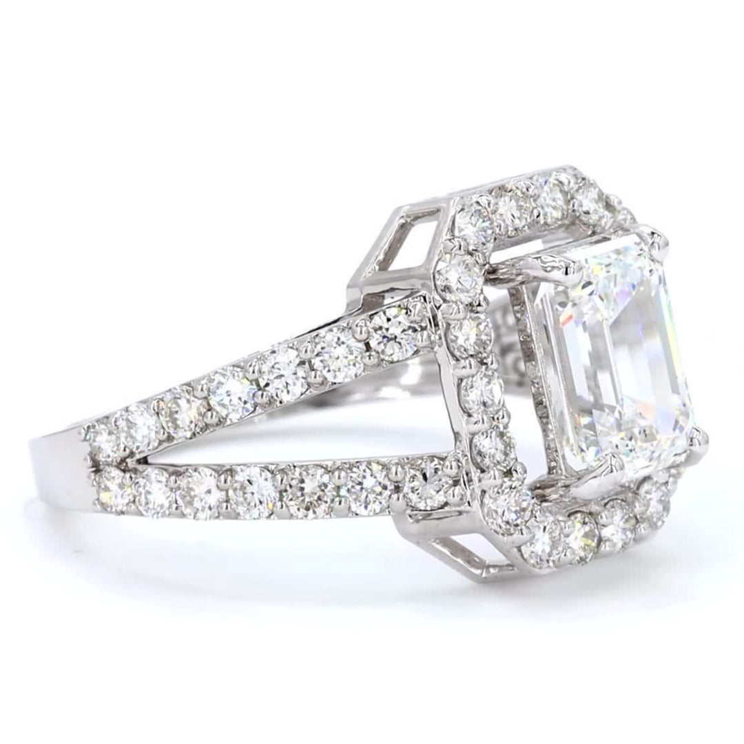 Emerald Cut Halo Diamond Ring