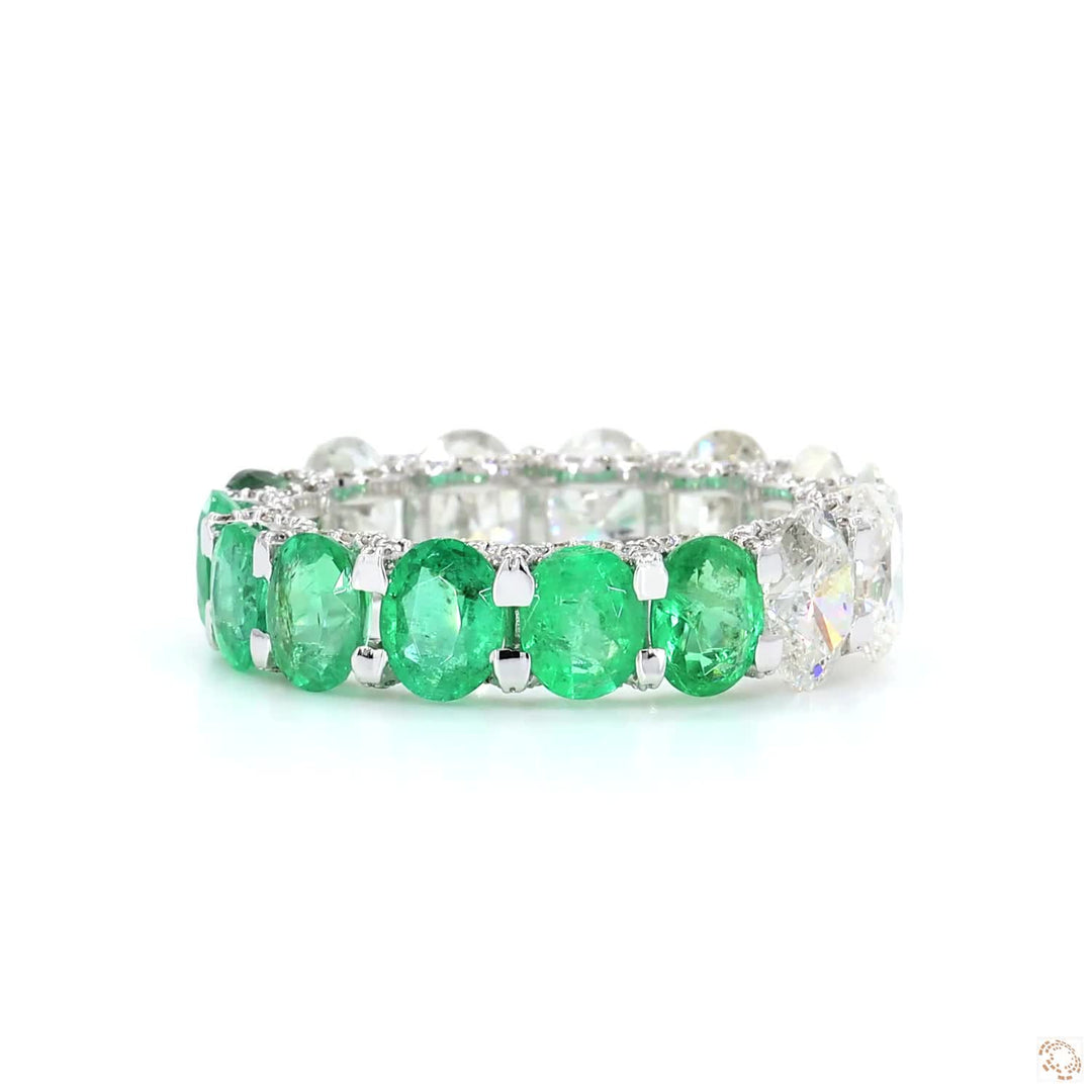 Oval Emerald Diamond Eternity Band Ring
