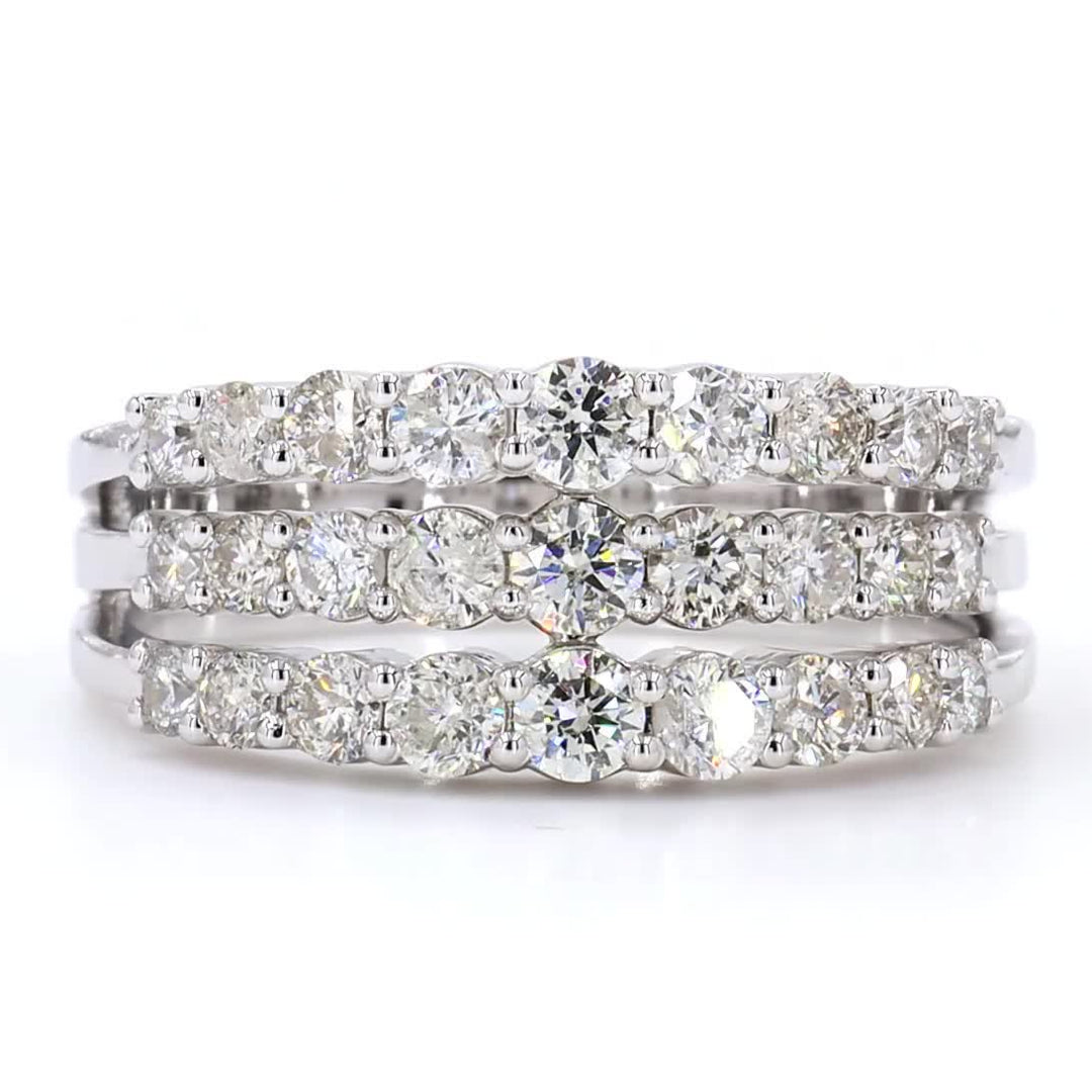 Triple Row Diamond Band Ring