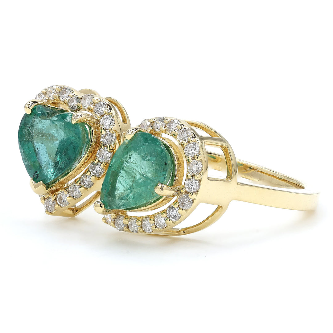 Heart and Pear Emerald Diamond Ring
