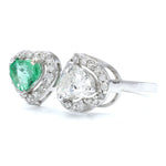 Load image into Gallery viewer, Emerald Heart &amp; Diamond Heart Ring
