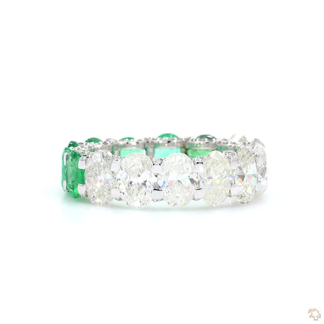 Oval Emerald Diamond Eternity Band Ring