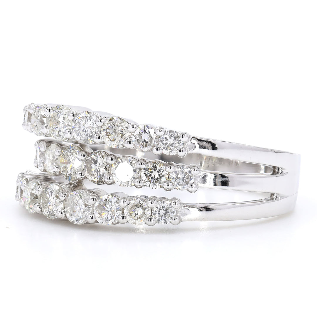 Triple Row Diamond Band Ring