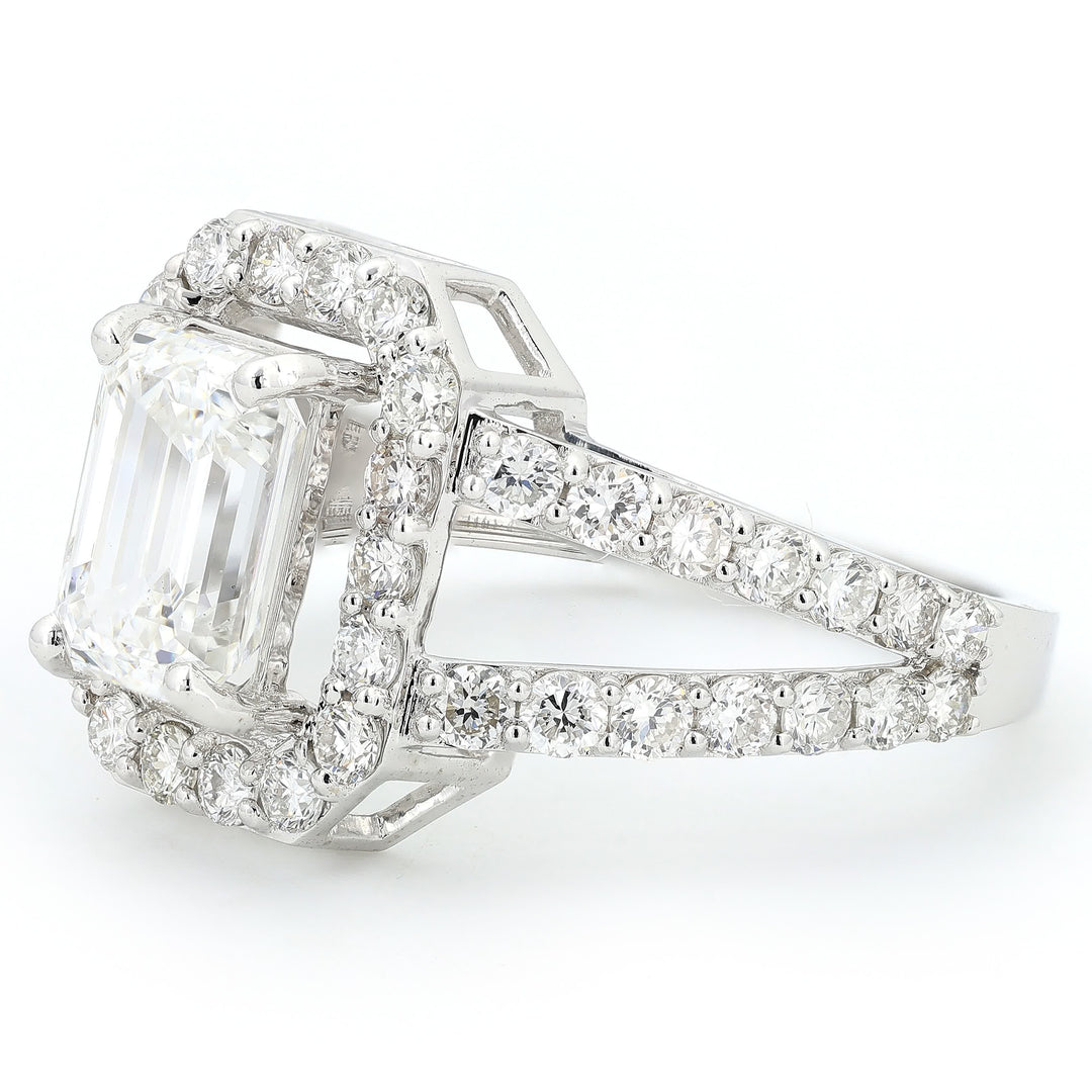 Emerald Cut Halo Diamond Ring