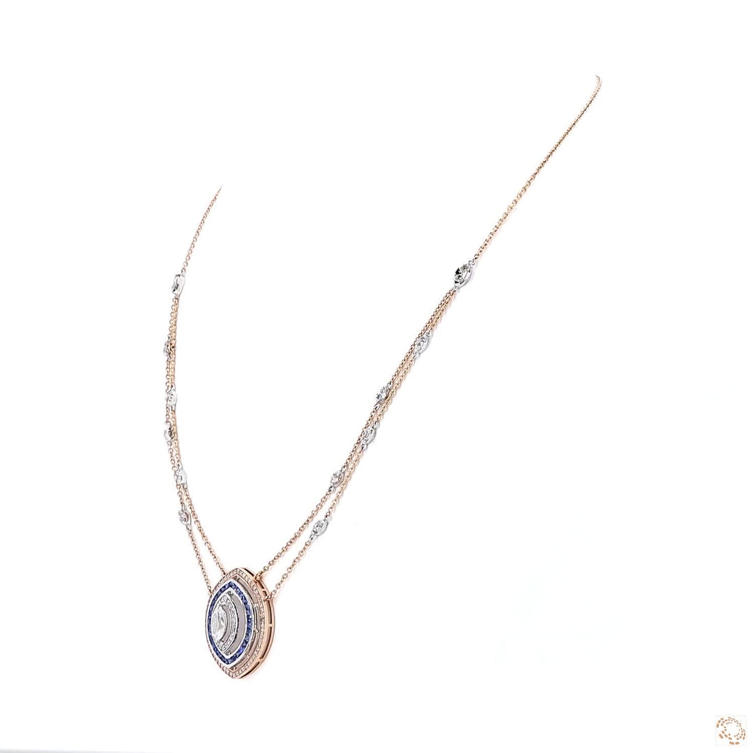 Marquise Halo Sapphire Pendant Necklace